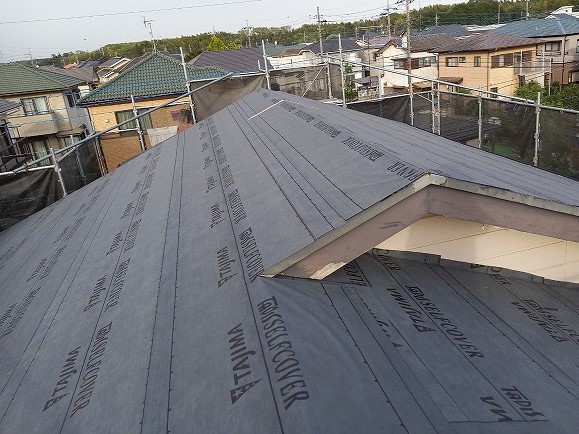 ルーフィングの敷設完了